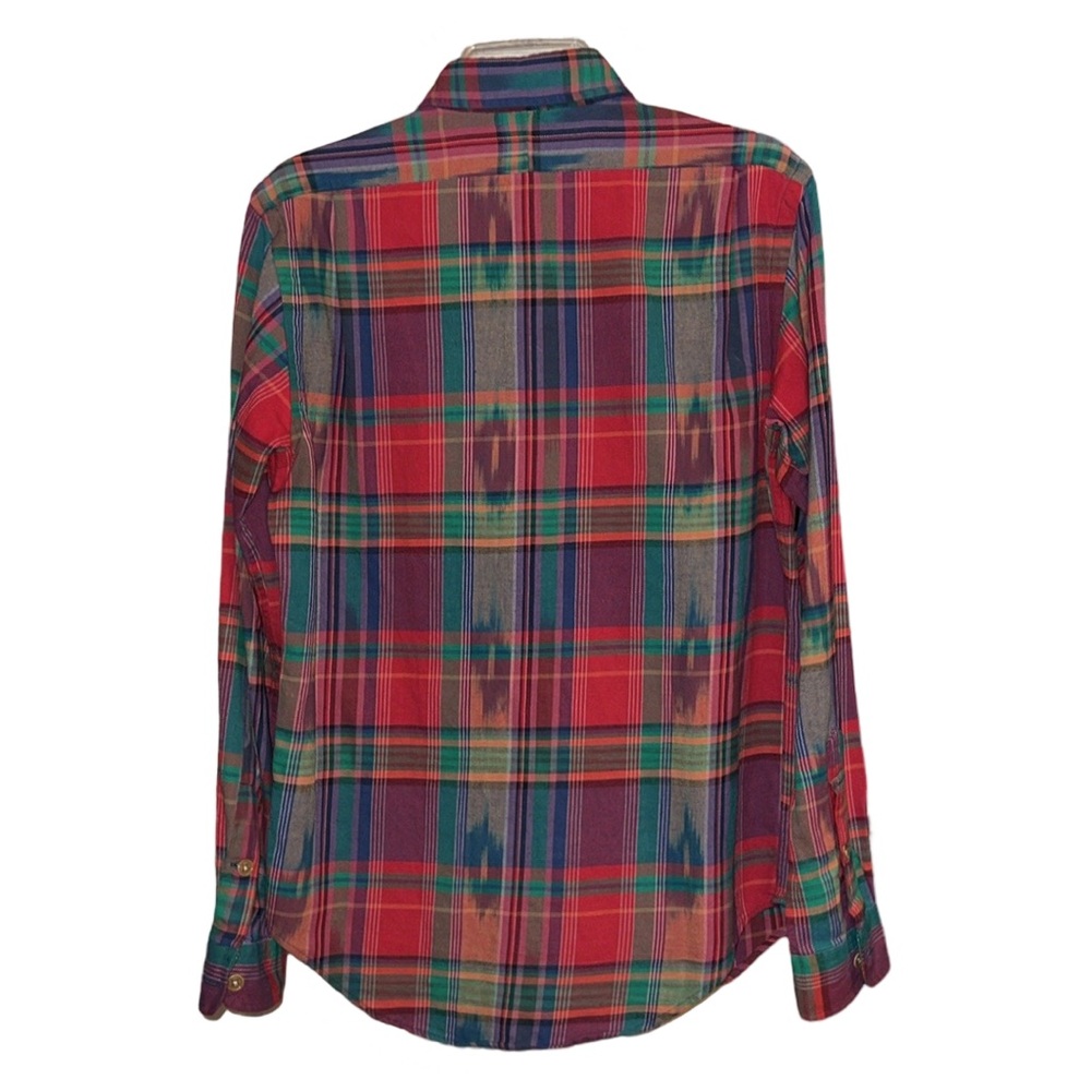 Polo Ralph Lauren Plaid Tribal Aztec Button Down Shirt Small Red Green Blue - Picture 4 of 7